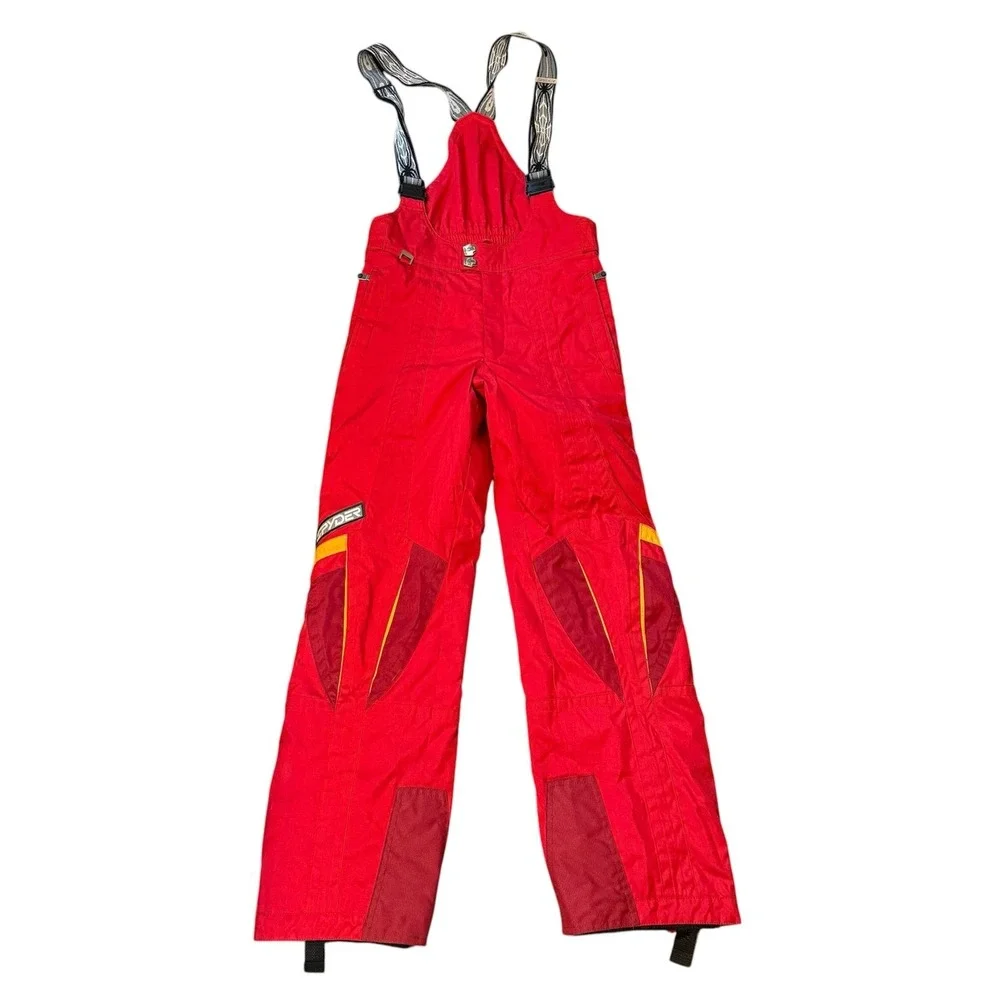 Vintage 1990's Spyder GII Red Yellow Hidden Hood Thinsulate Ski Jacket bibs set